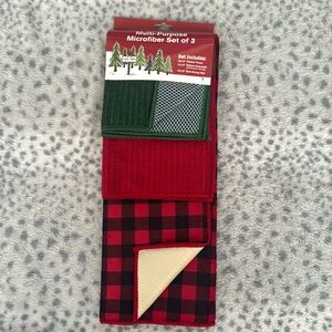 New- Winter Tree Farm Multi-Purpose Microfiber Set of 3 towel cloth and dry mat